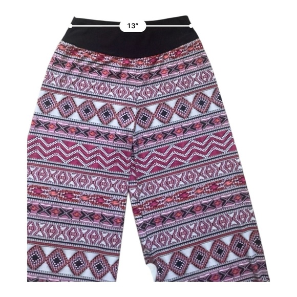 Shley Blue casual pull-on wide leg pants M multicolor geometrical print - Picture 3 of 8